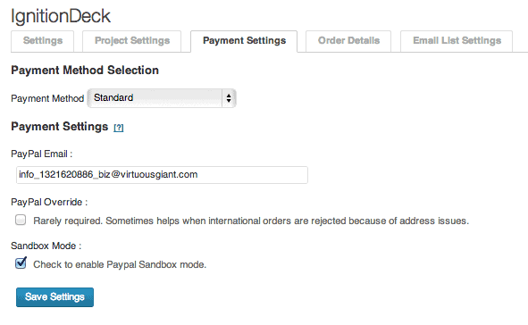 IgnitionDeck Sandbox Mode