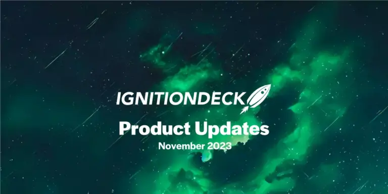 Image of ignitiondeck logo over spacey background