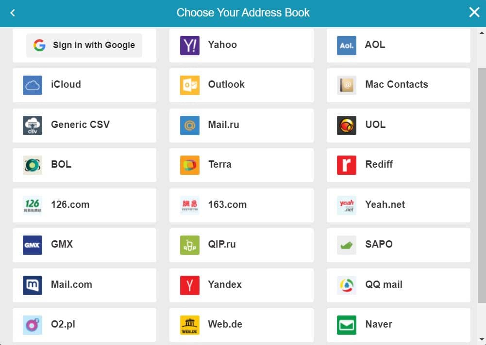 Image of address book selector interface