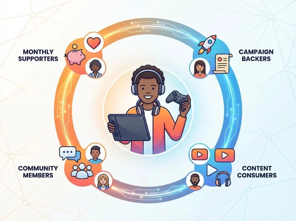 AN illustrtion of the creator economy and crowdfunding.